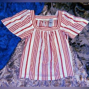 Linen Short Sleeve Striped Blouse - Loft Petite M